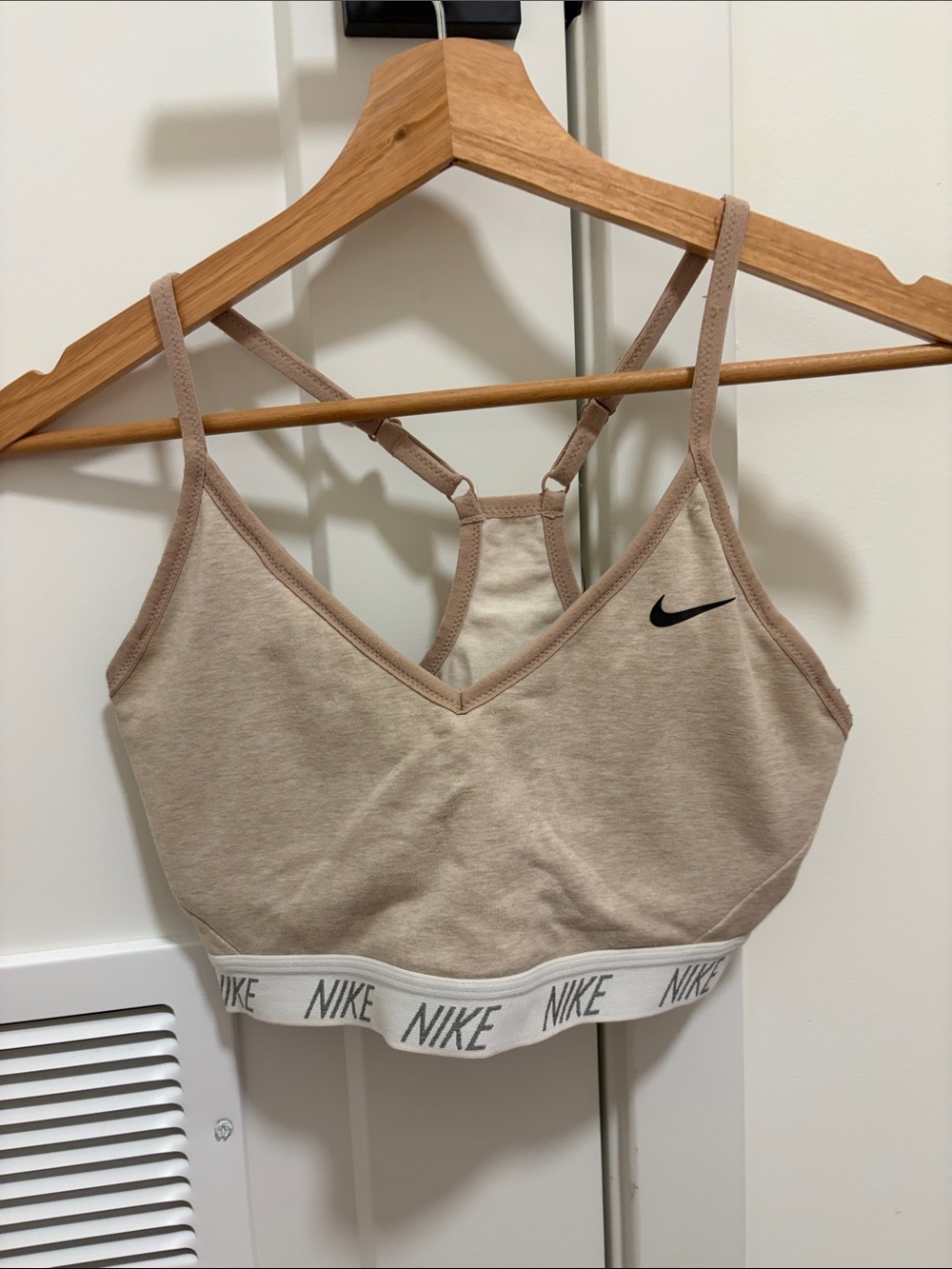 Nike Beige Taupe Bralette with Logo Elastic Band